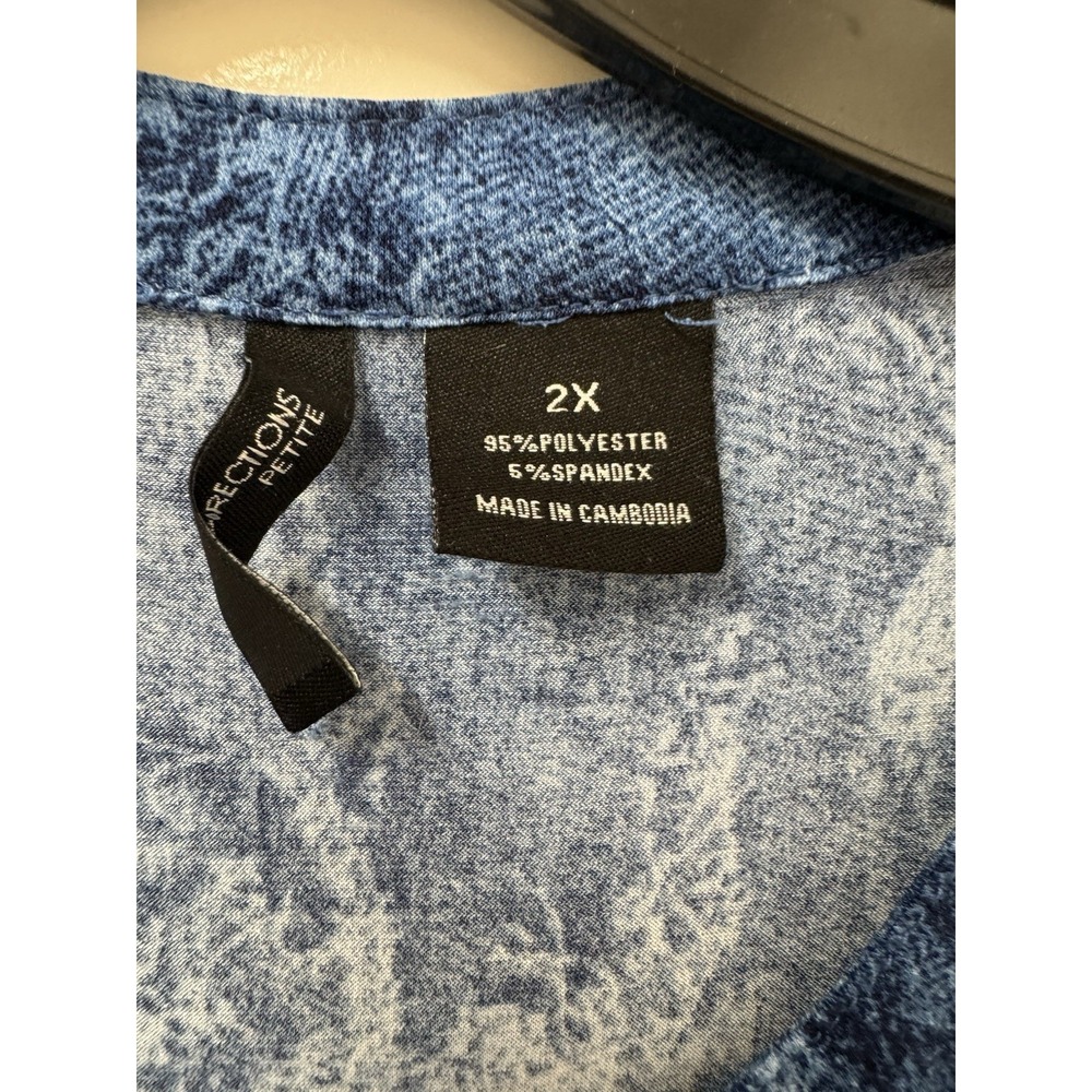 New Directions Blue Sleeveless Pullover Top Blouse Womens 2XP Petite Flowy A12 - Picture 4 of 9